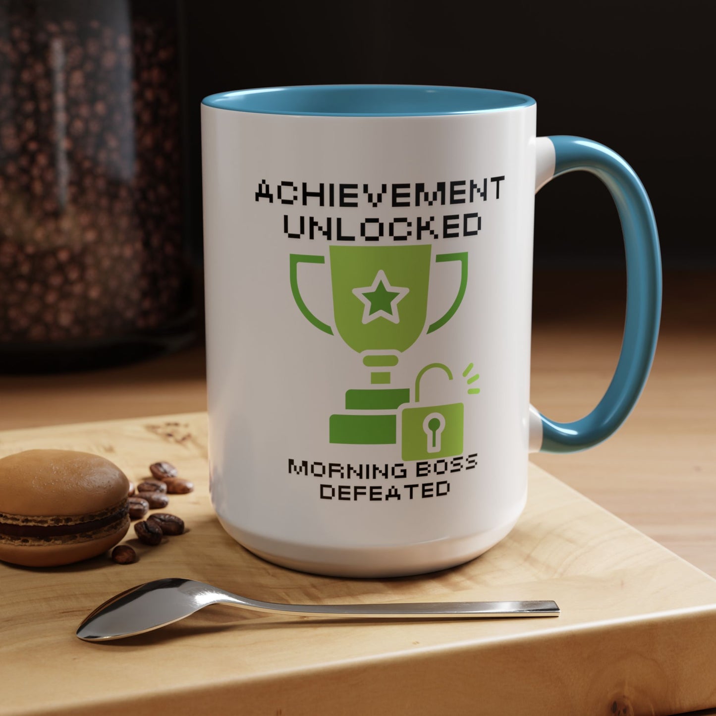 Achievement Unlocked: Morning Boss Defeated - Gamer Coffee Mug - Funny Gift for Gamers (11, 15oz)