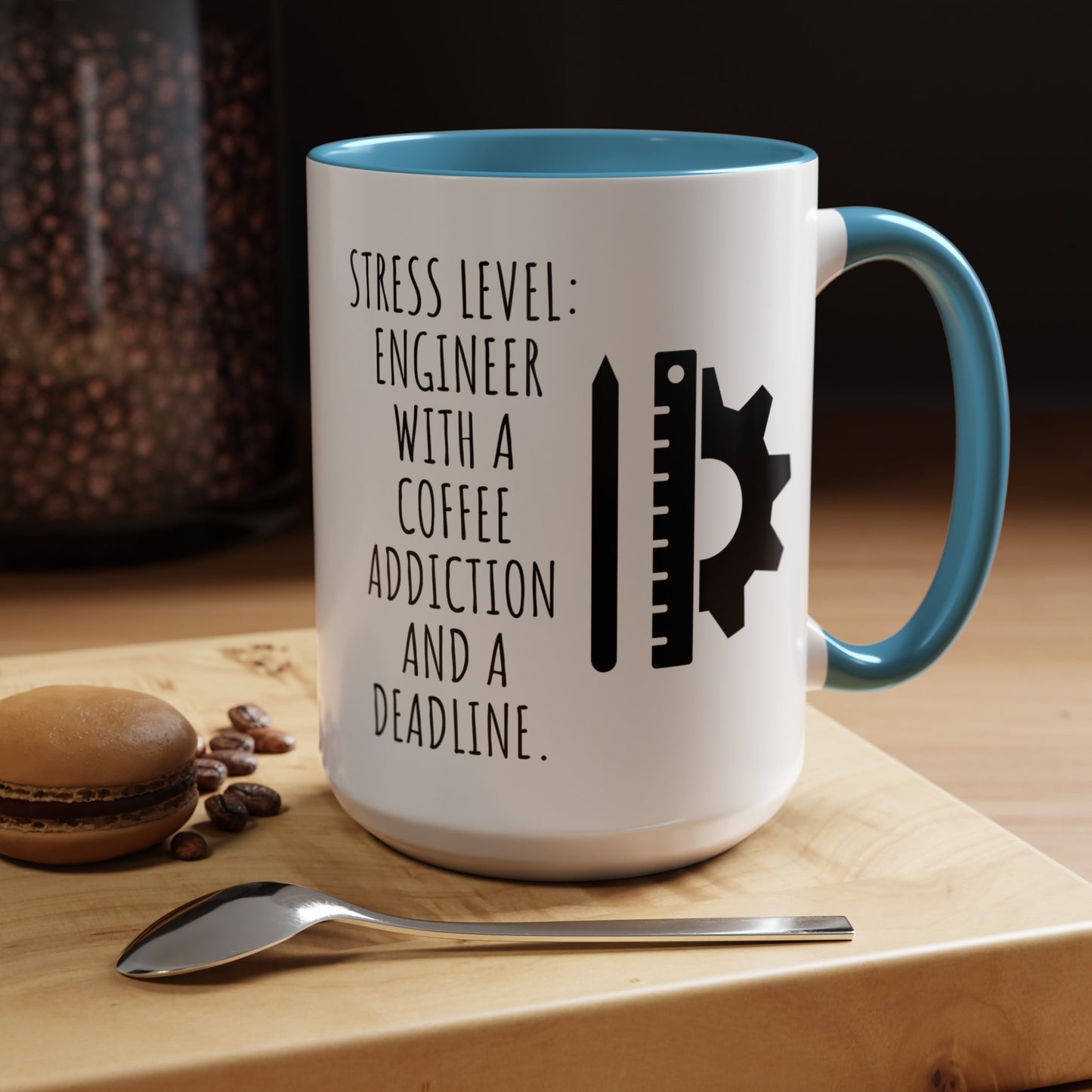 Engineer Coffee Mug: Stress Level - Coffee Addiction & Deadline (11, 15oz)