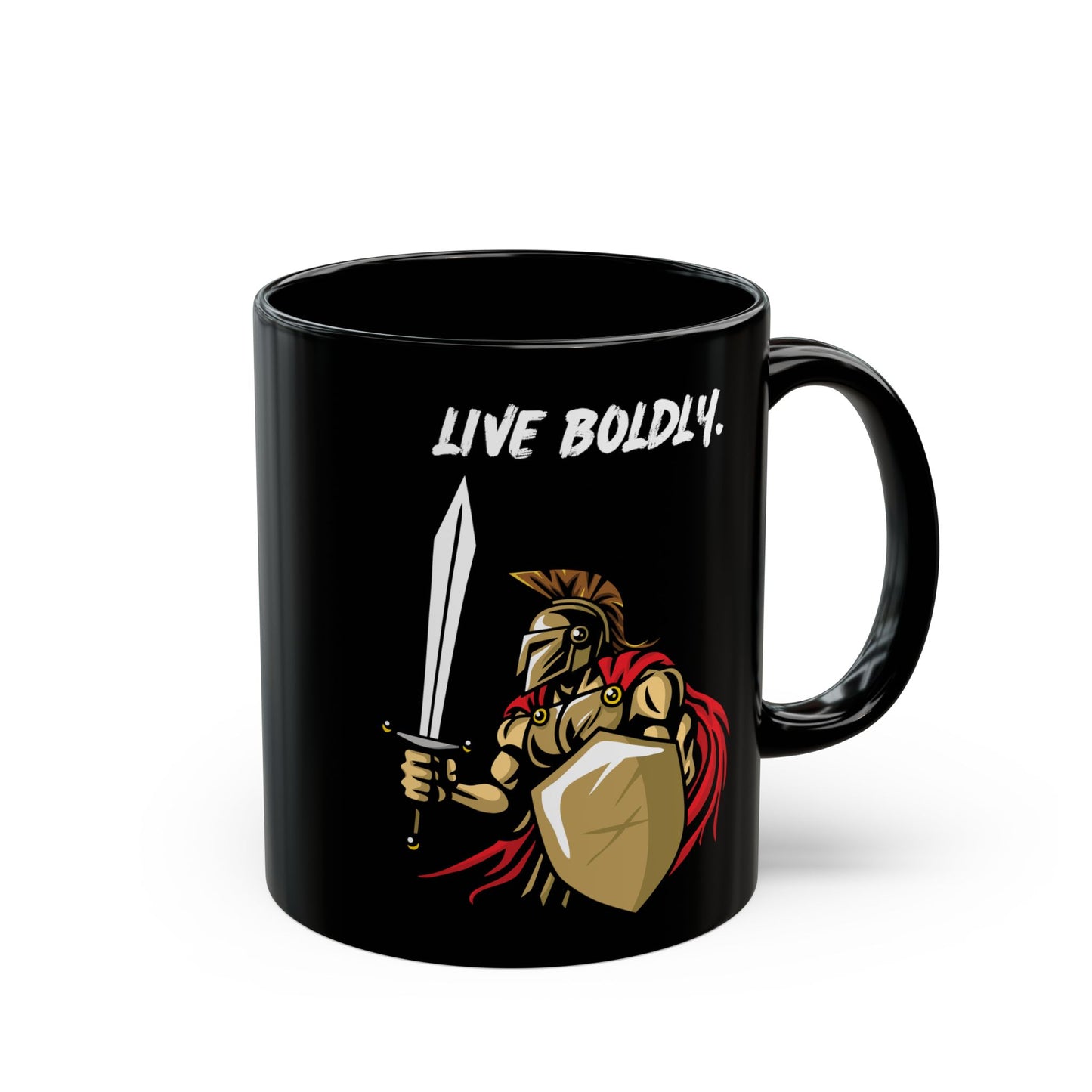 Live Boldly - Inspire Courage and Adventure - Motivational Black Mug (11oz, 15oz)