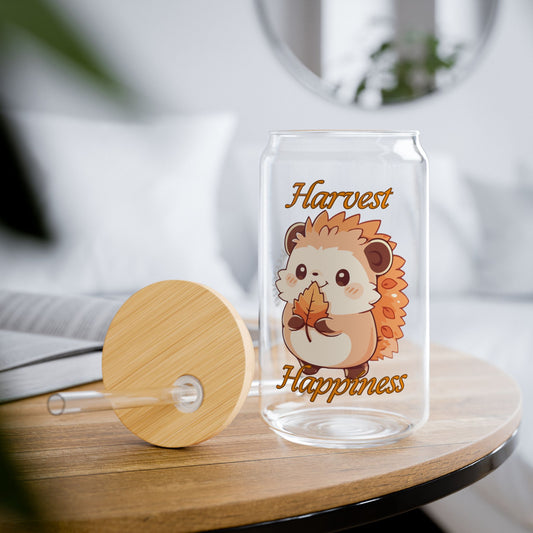 Harvest Happiness - Autumn Seasonal Joy in Every Sip - Drinkware Sipper Glass, 16oz