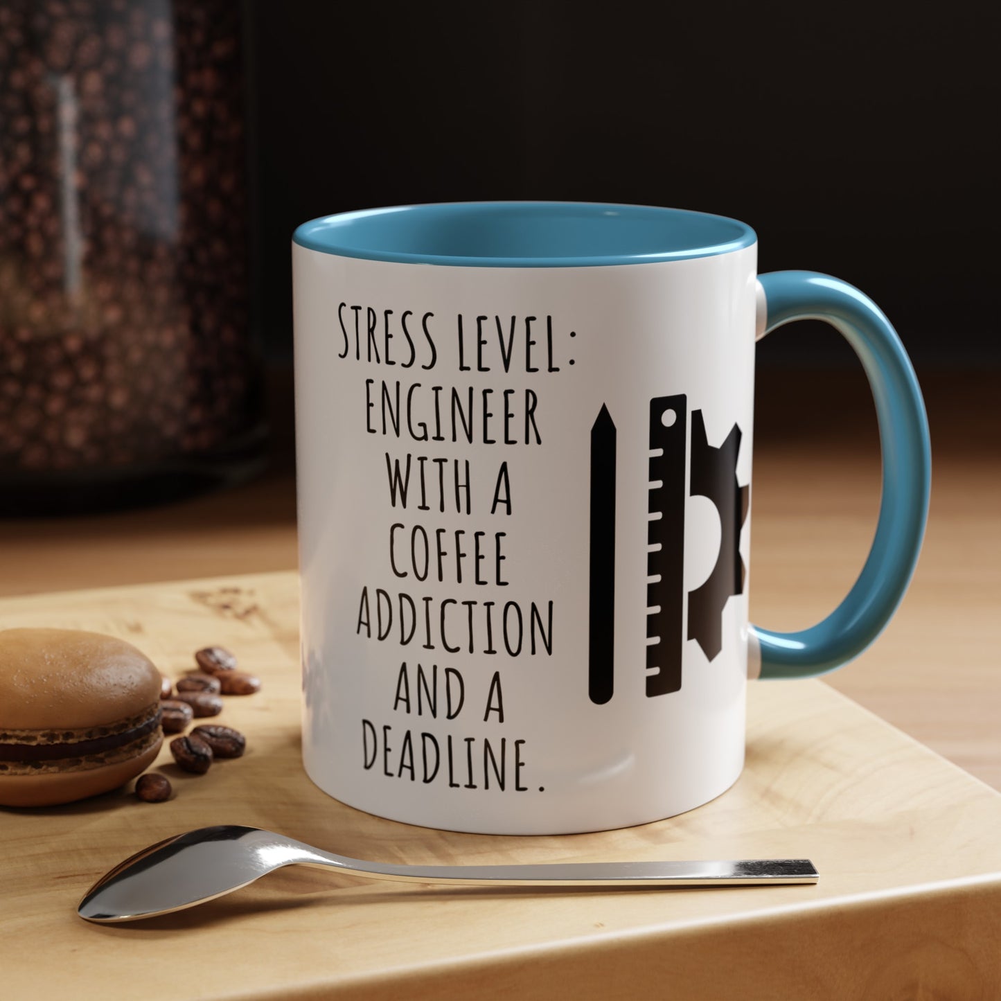 Engineer Coffee Mug: Stress Level - Coffee Addiction & Deadline (11, 15oz)