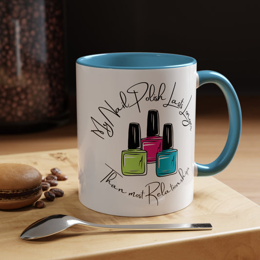 Funny Nail Polish Coffee Mug: Longer-Lasting Than Relationships (11, 15oz)
