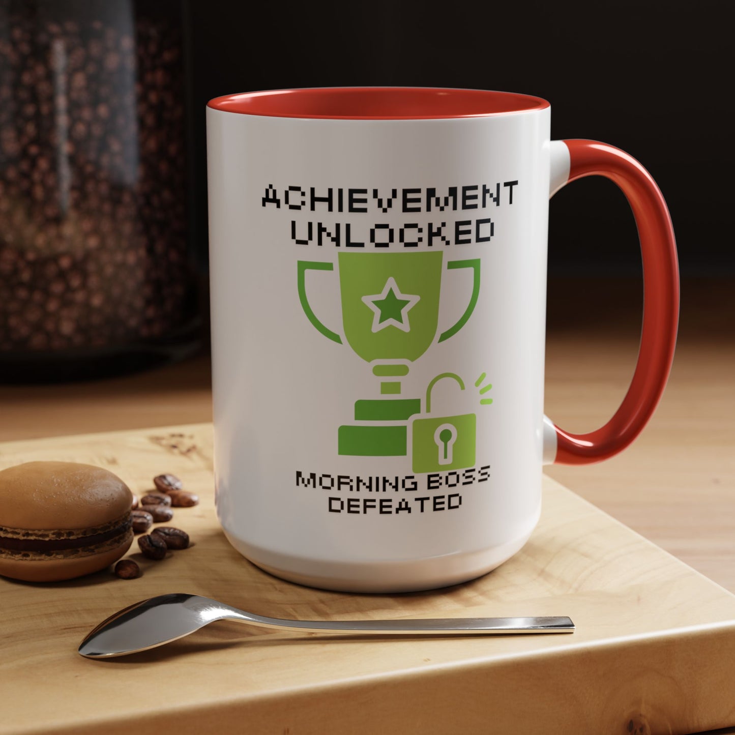 Achievement Unlocked: Morning Boss Defeated - Gamer Coffee Mug - Funny Gift for Gamers (11, 15oz)