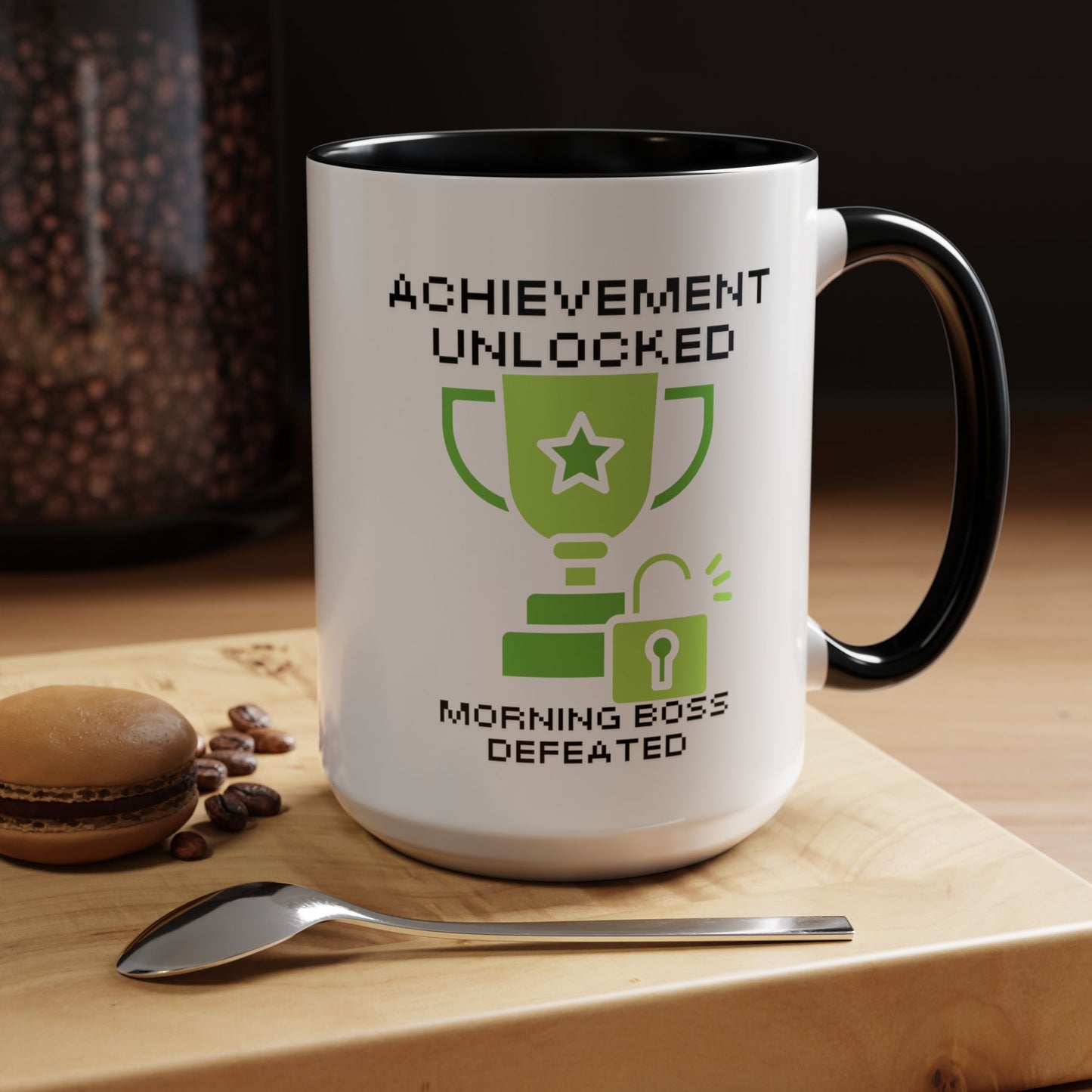 Achievement Unlocked: Morning Boss Defeated - Gamer Coffee Mug - Funny Gift for Gamers (11, 15oz)