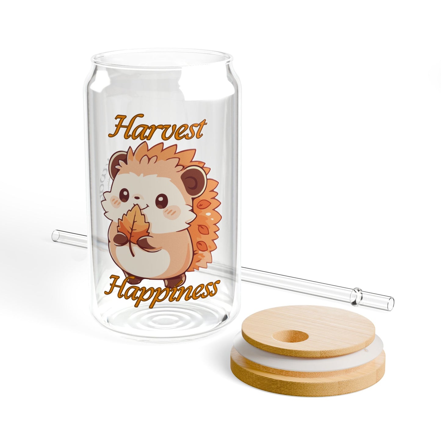 Harvest Happiness - Autumn Seasonal Joy in Every Sip - Drinkware Sipper Glass, 16oz