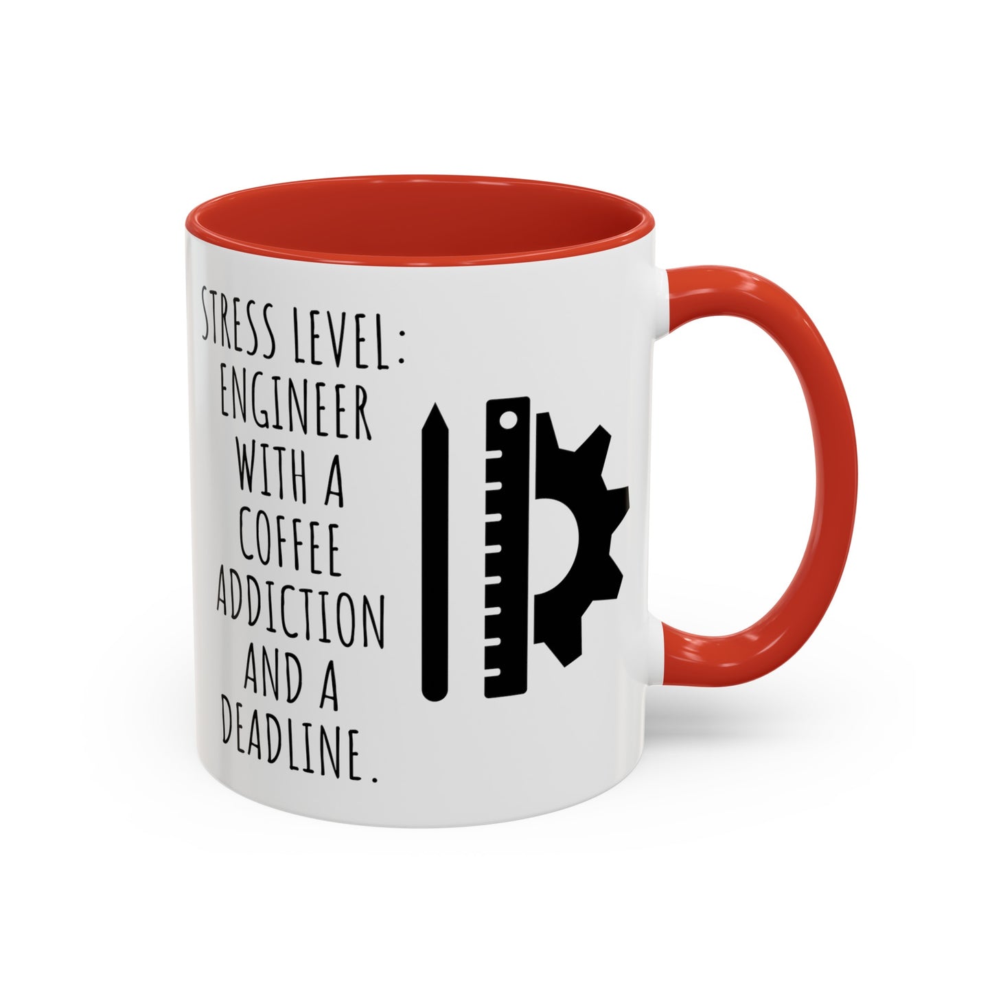 Engineer Coffee Mug: Stress Level - Coffee Addiction & Deadline (11, 15oz)