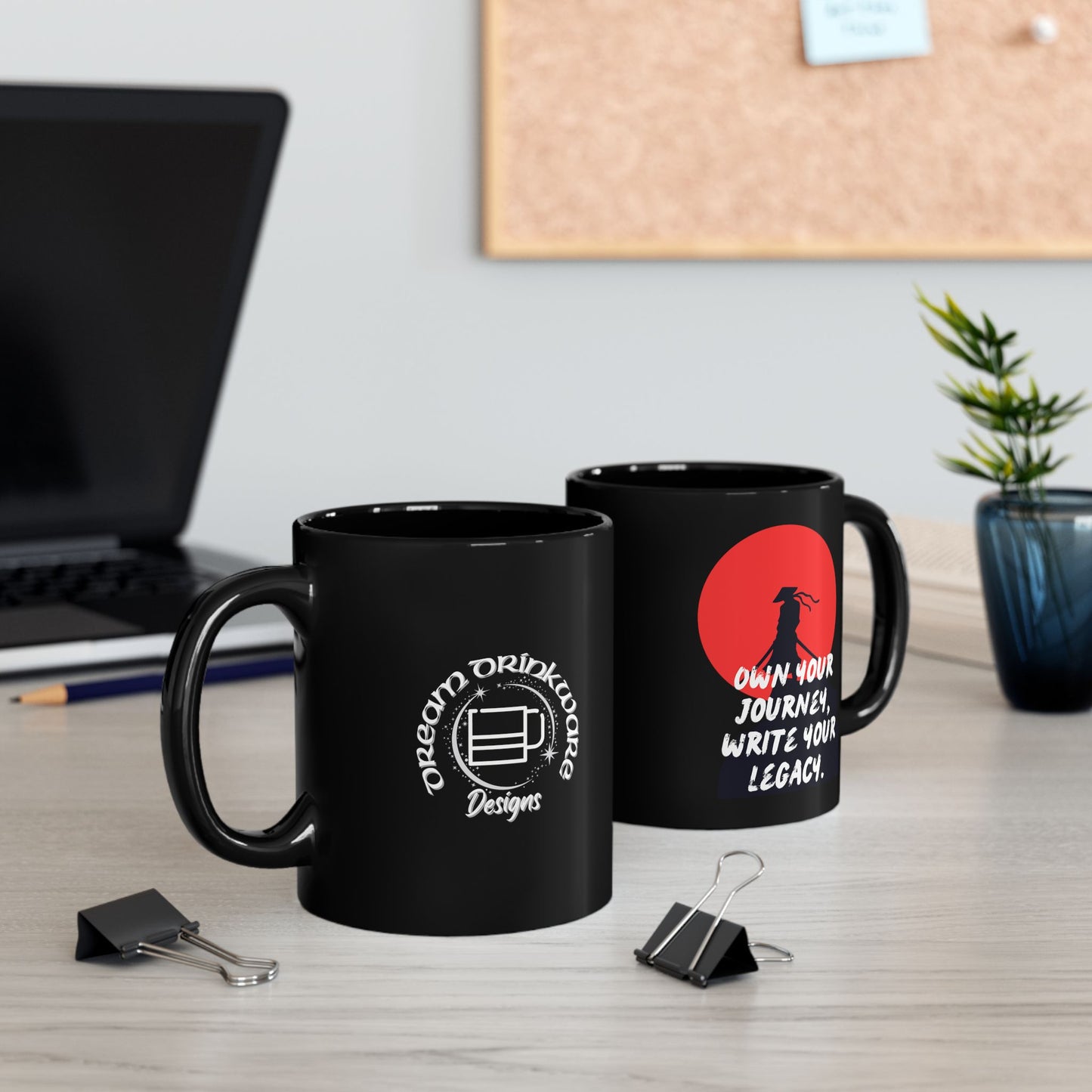 Own Your Journey. Write Your Legacy - Motivational Black Mug (11oz, 15oz)