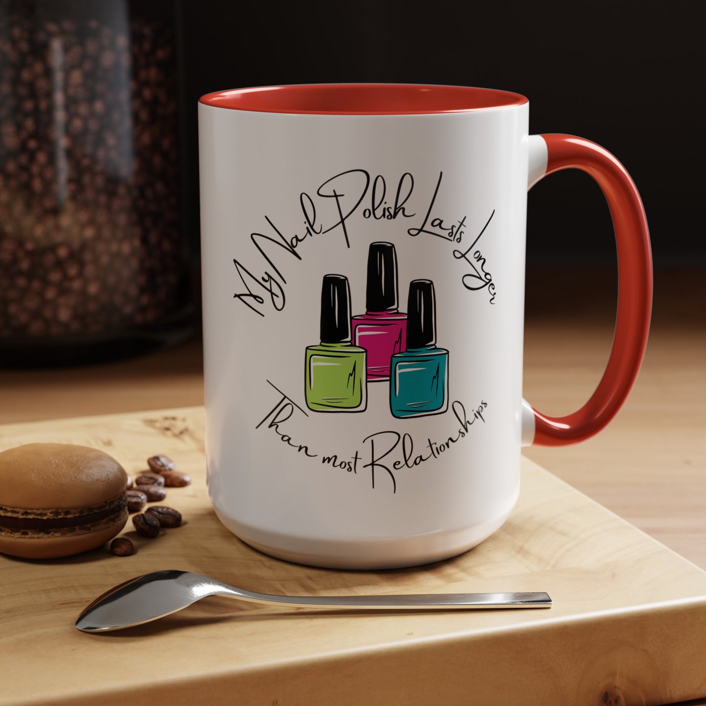 Funny Nail Polish Coffee Mug: Longer-Lasting Than Relationships (11, 15oz)