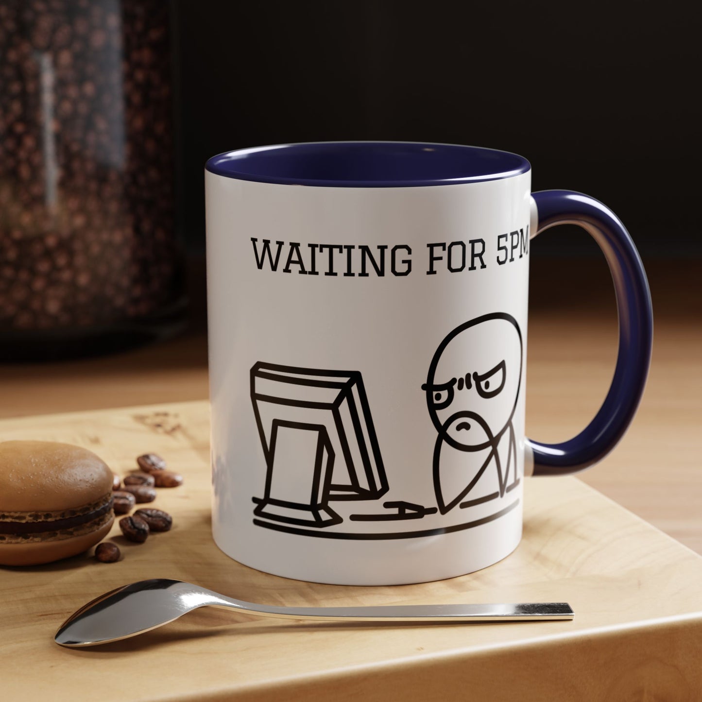 Funny Coffee Mug - "Waiting for 5pm" | Hilarious Office Cup (11, 15oz)