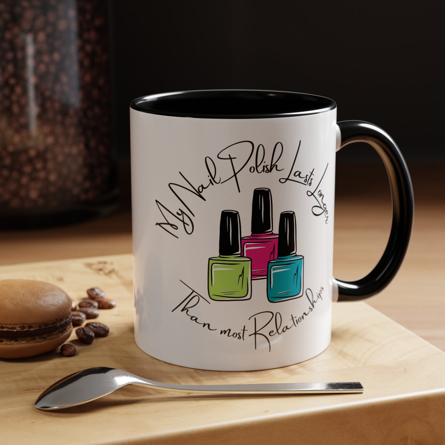 Funny Nail Polish Coffee Mug: Longer-Lasting Than Relationships (11, 15oz)