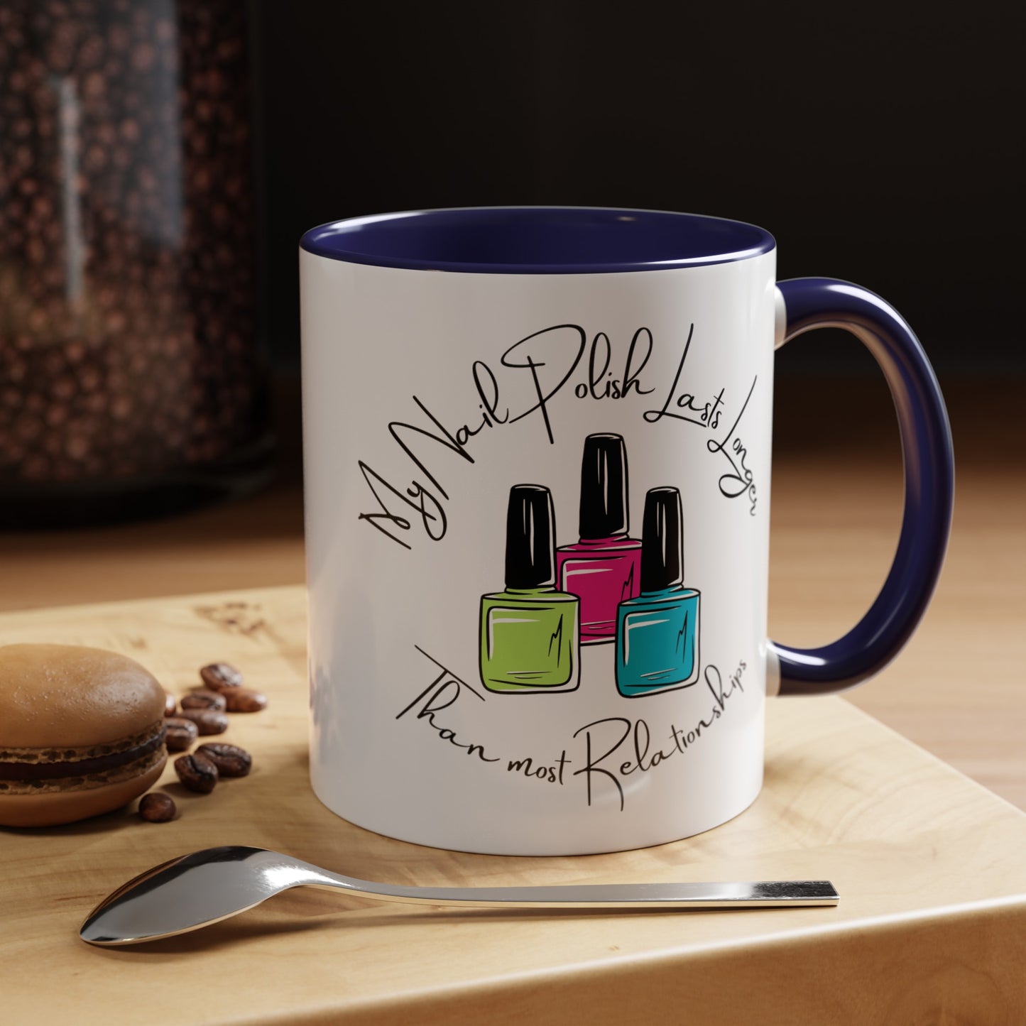 Funny Nail Polish Coffee Mug: Longer-Lasting Than Relationships (11, 15oz)