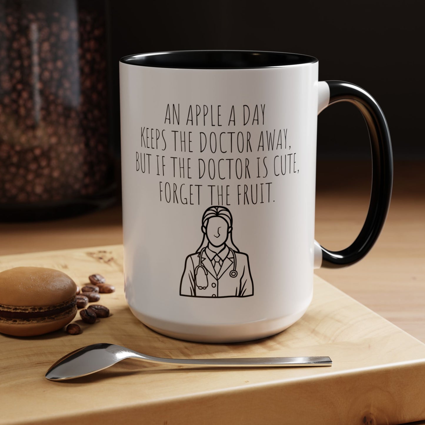 'An Apple a Day' - Funny Doctor-Themed Coffee Mug - Perfect Gift for Medical Professionals (11, 15oz)