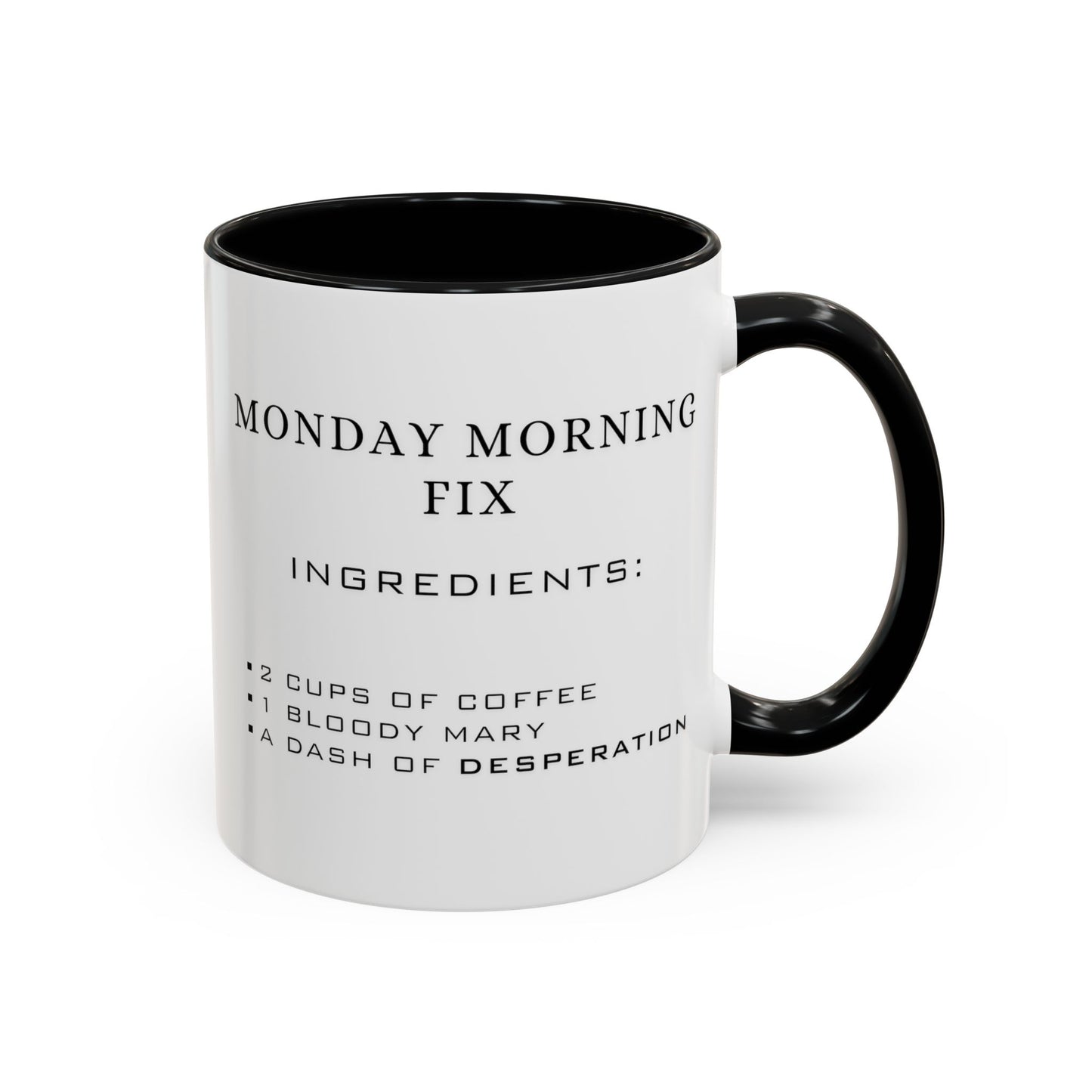 Recipe for Monday Morning Fix - Adult Humor Coffee Mug - Perfect Gag Gift for Adults (11, 15oz)