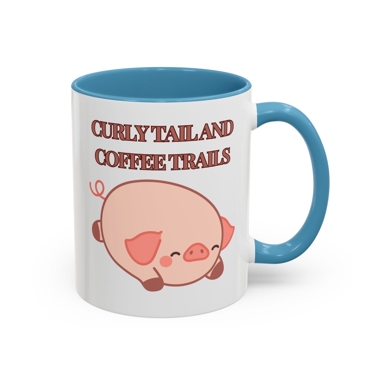 Funny Coffee Mug - "Curly Tail and Coffee Trails" | Whimsical Cup (11, 15oz)