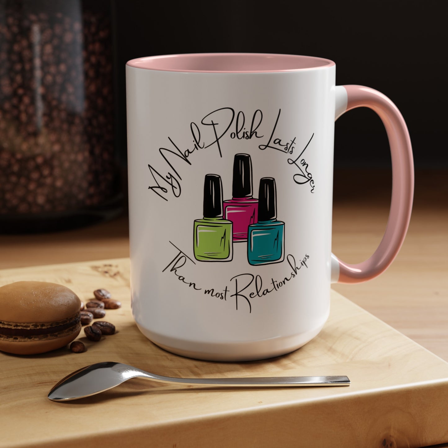 Funny Nail Polish Coffee Mug: Longer-Lasting Than Relationships (11, 15oz)