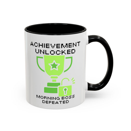 Achievement Unlocked: Morning Boss Defeated - Gamer Coffee Mug - Funny Gift for Gamers (11, 15oz)