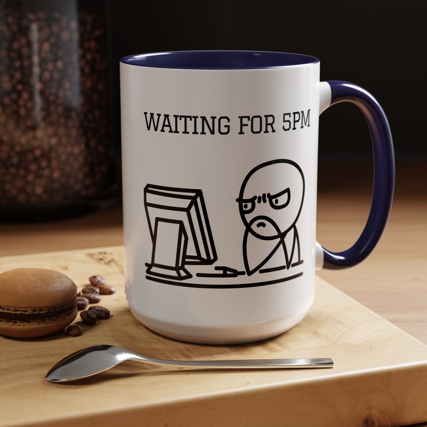 Funny Coffee Mug - "Waiting for 5pm" | Hilarious Office Cup (11, 15oz)