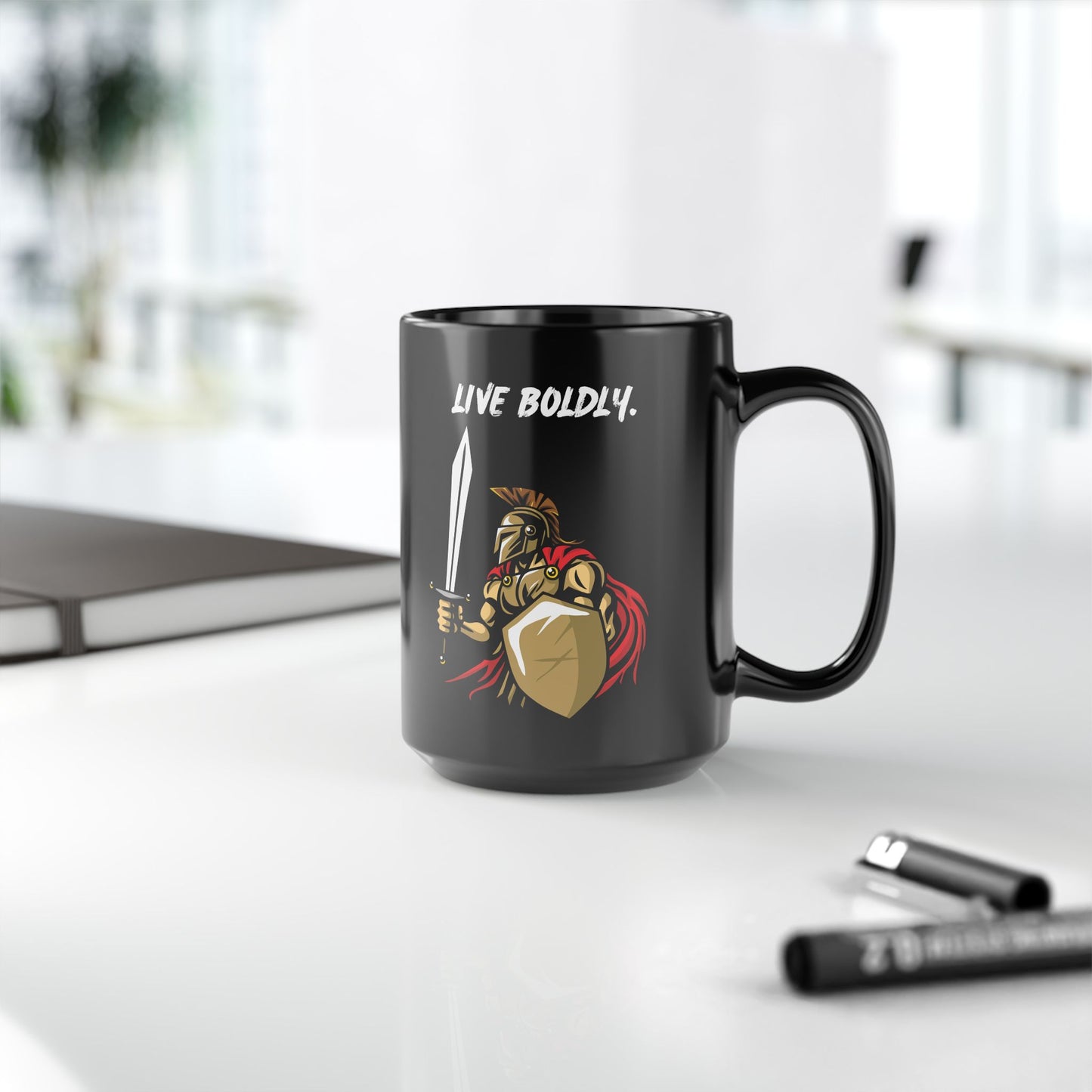 Live Boldly - Inspire Courage and Adventure - Motivational Black Mug (11oz, 15oz)