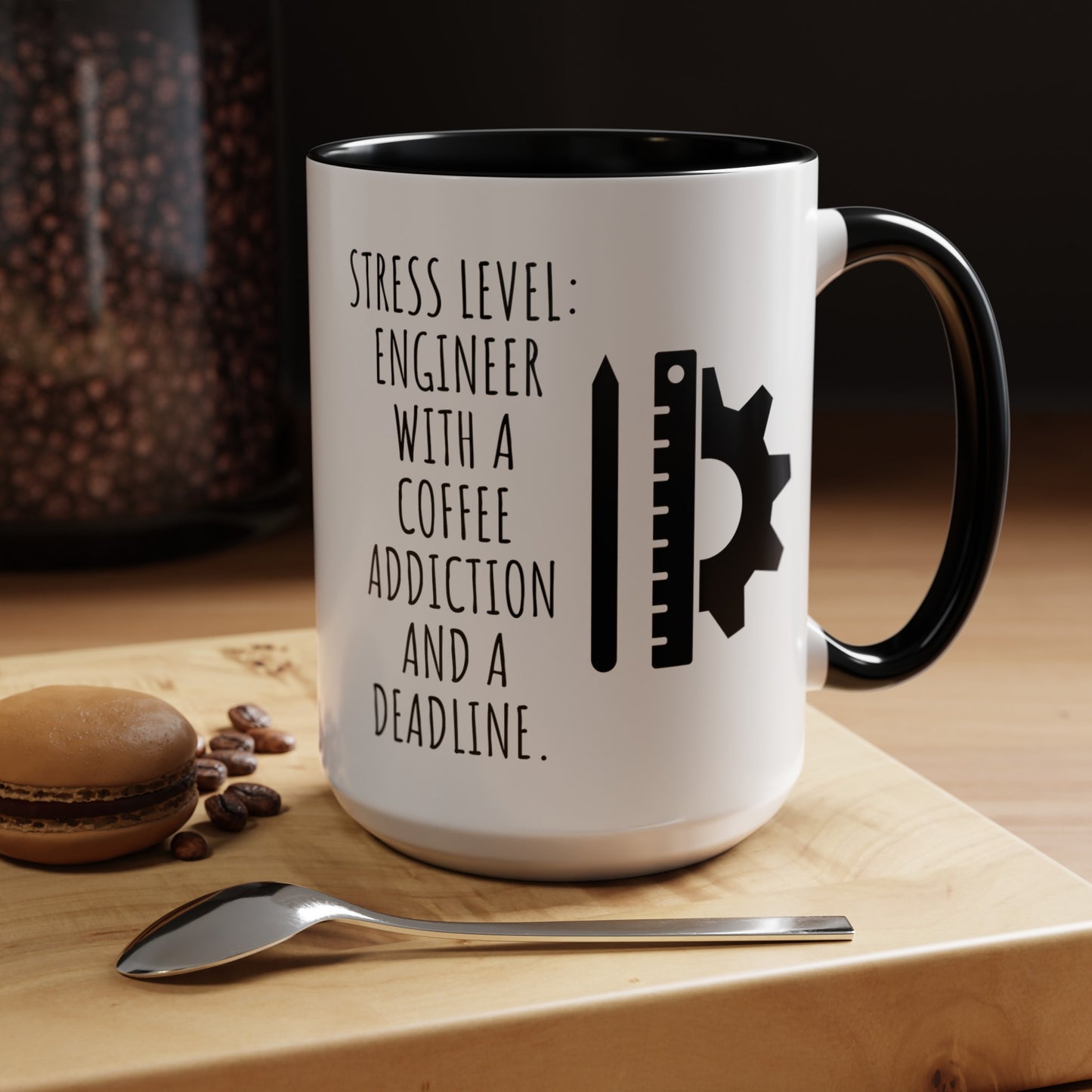 Engineer Coffee Mug: Stress Level - Coffee Addiction & Deadline (11, 15oz)