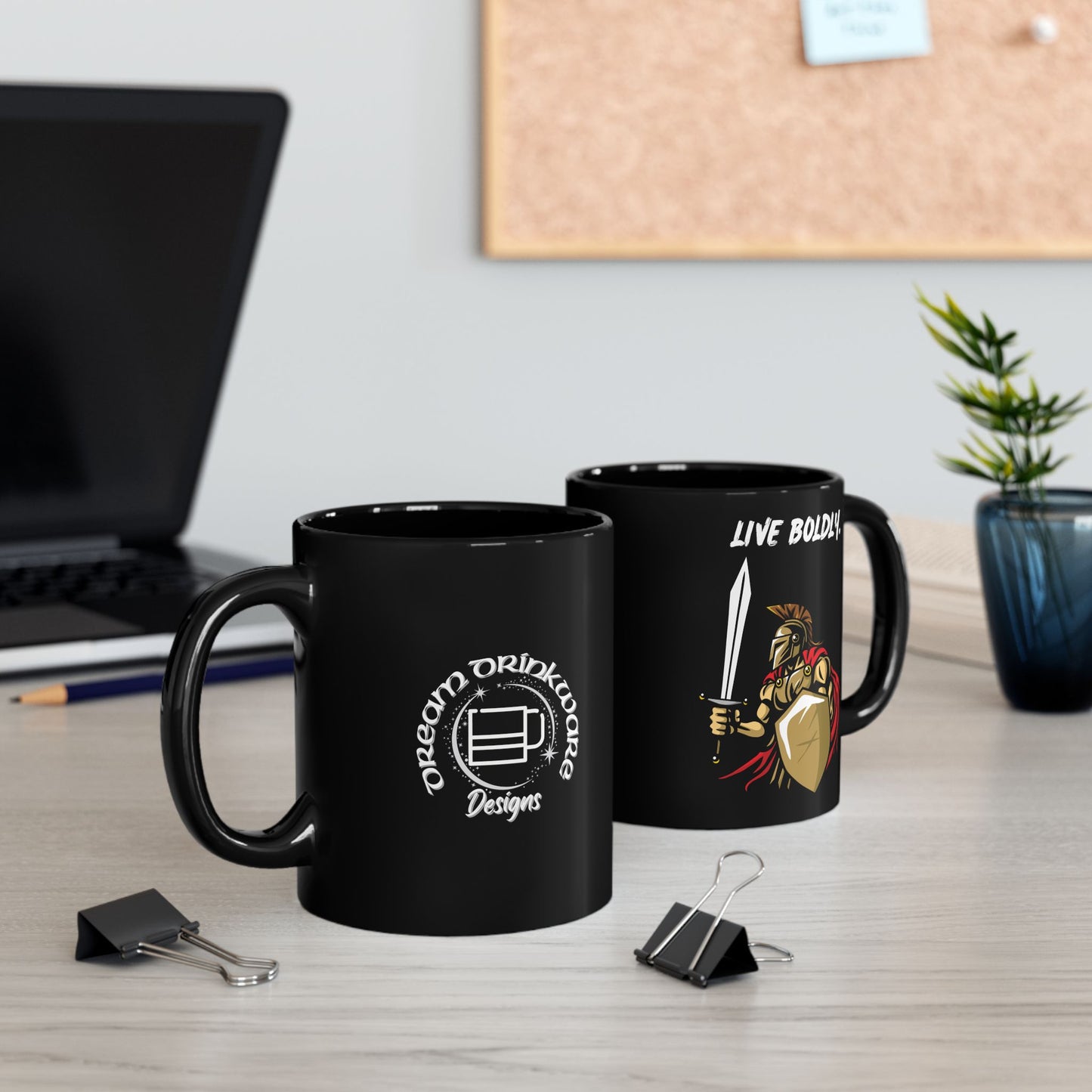 Live Boldly - Inspire Courage and Adventure - Motivational Black Mug (11oz, 15oz)