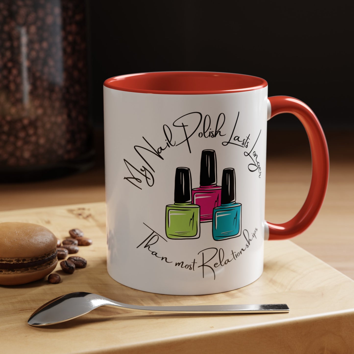 Funny Nail Polish Coffee Mug: Longer-Lasting Than Relationships (11, 15oz)