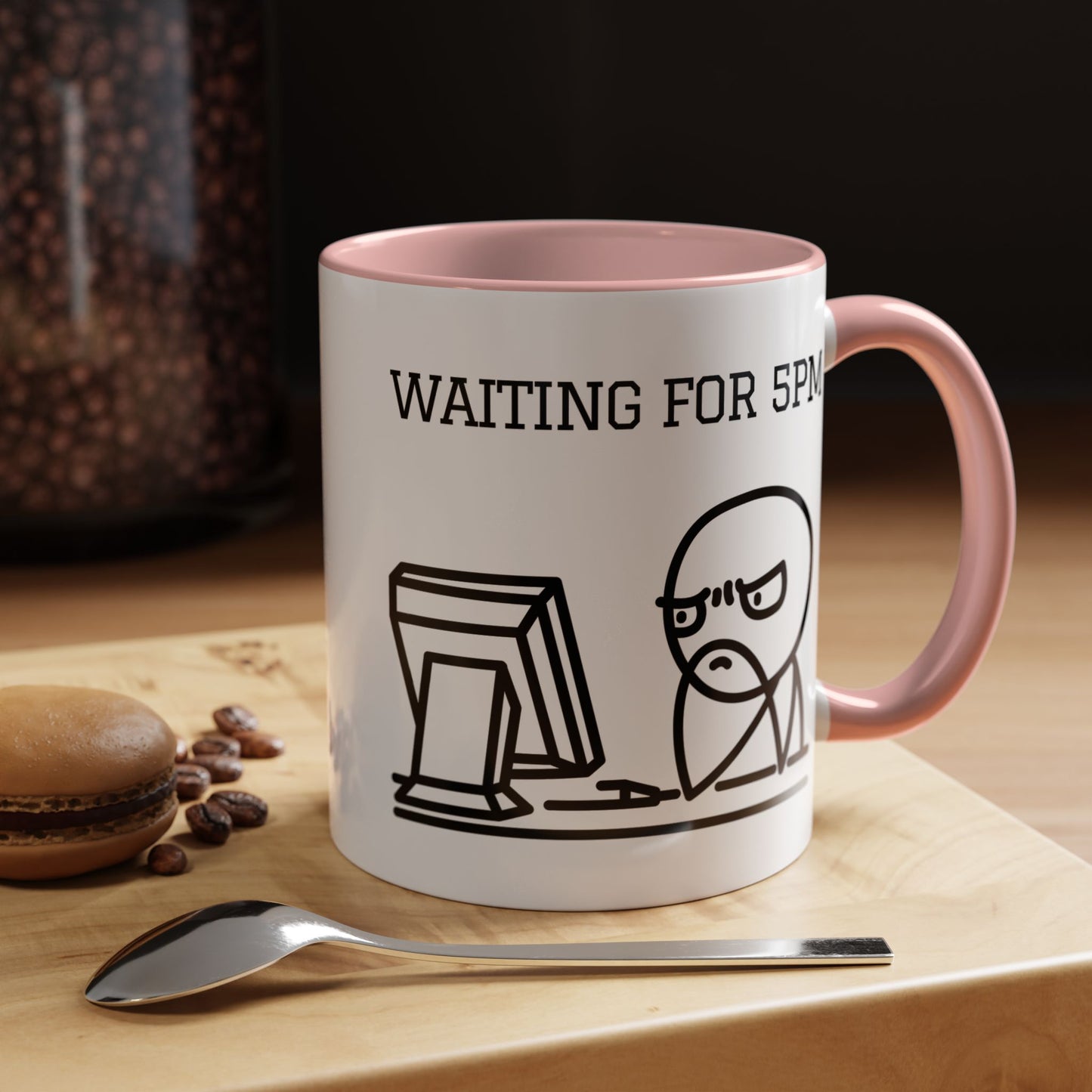 Funny Coffee Mug - "Waiting for 5pm" | Hilarious Office Cup (11, 15oz)