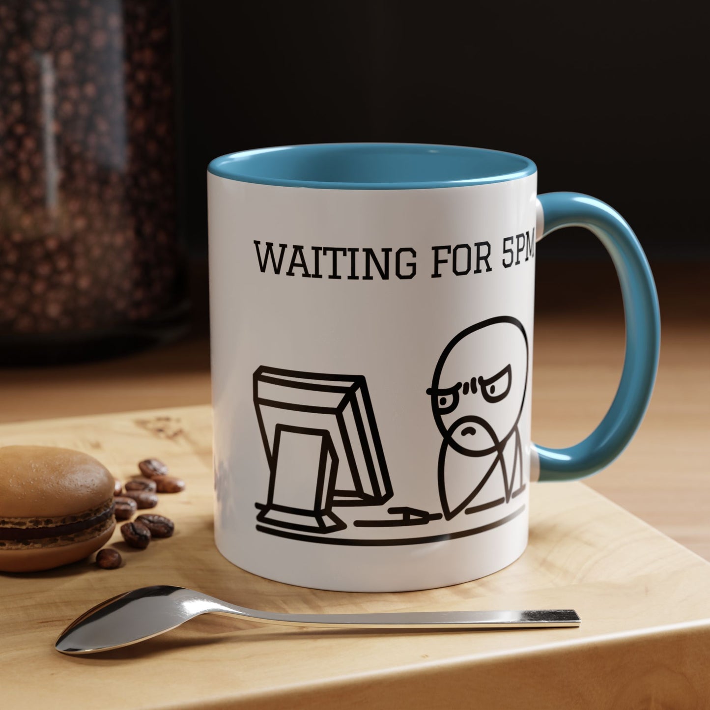 Funny Coffee Mug - "Waiting for 5pm" | Hilarious Office Cup (11, 15oz)