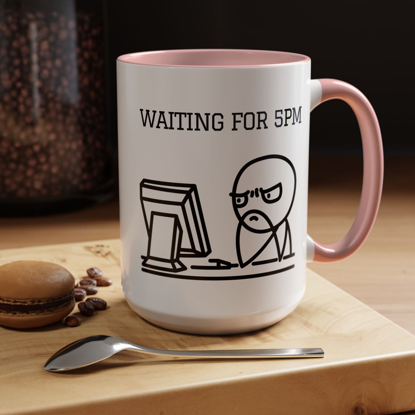 Funny Coffee Mug - "Waiting for 5pm" | Hilarious Office Cup (11, 15oz)