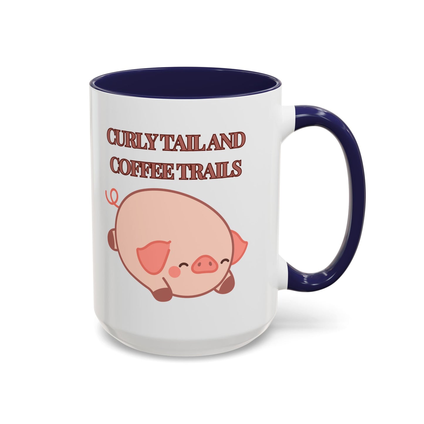 Funny Coffee Mug - "Curly Tail and Coffee Trails" | Whimsical Cup (11, 15oz)