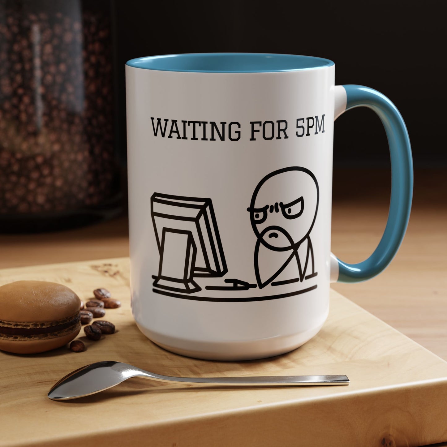 Funny Coffee Mug - "Waiting for 5pm" | Hilarious Office Cup (11, 15oz)
