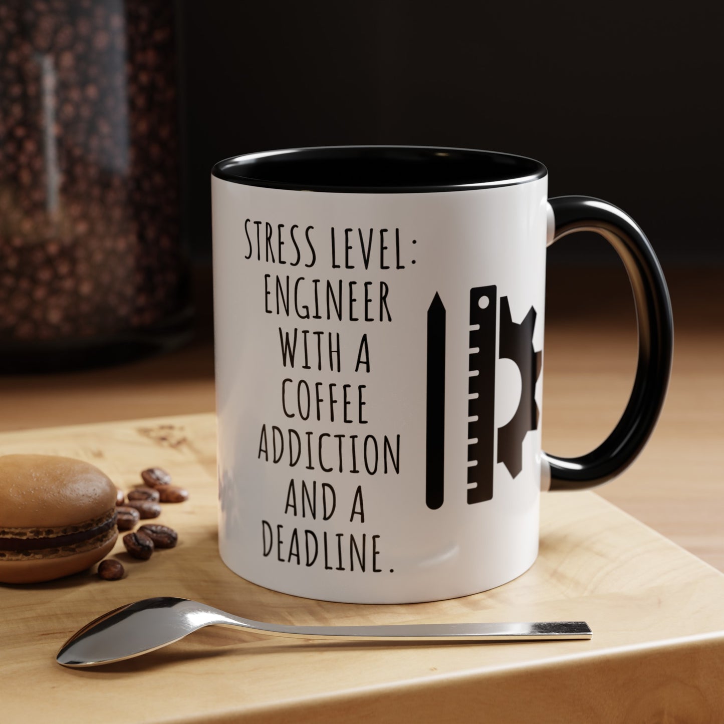 Engineer Coffee Mug: Stress Level - Coffee Addiction & Deadline (11, 15oz)