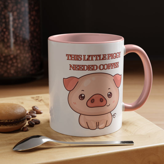 Funny Coffee Mug - "This Little Piggy Needed Coffee" | Humorous Cup (11, 15oz)
