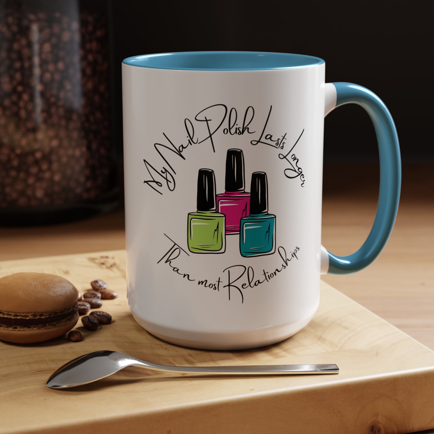 Funny Nail Polish Coffee Mug: Longer-Lasting Than Relationships (11, 15oz)