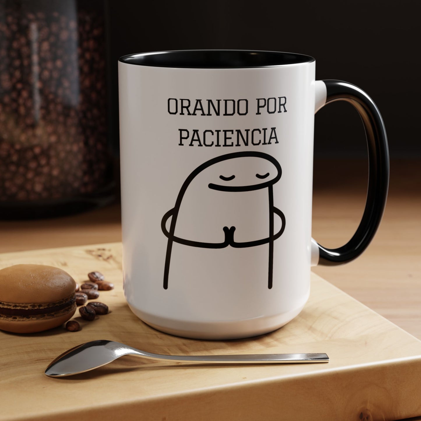 Taza de Café Chistosa - "Orando por Paciencia" | Taza Divertida (11, 15oz)