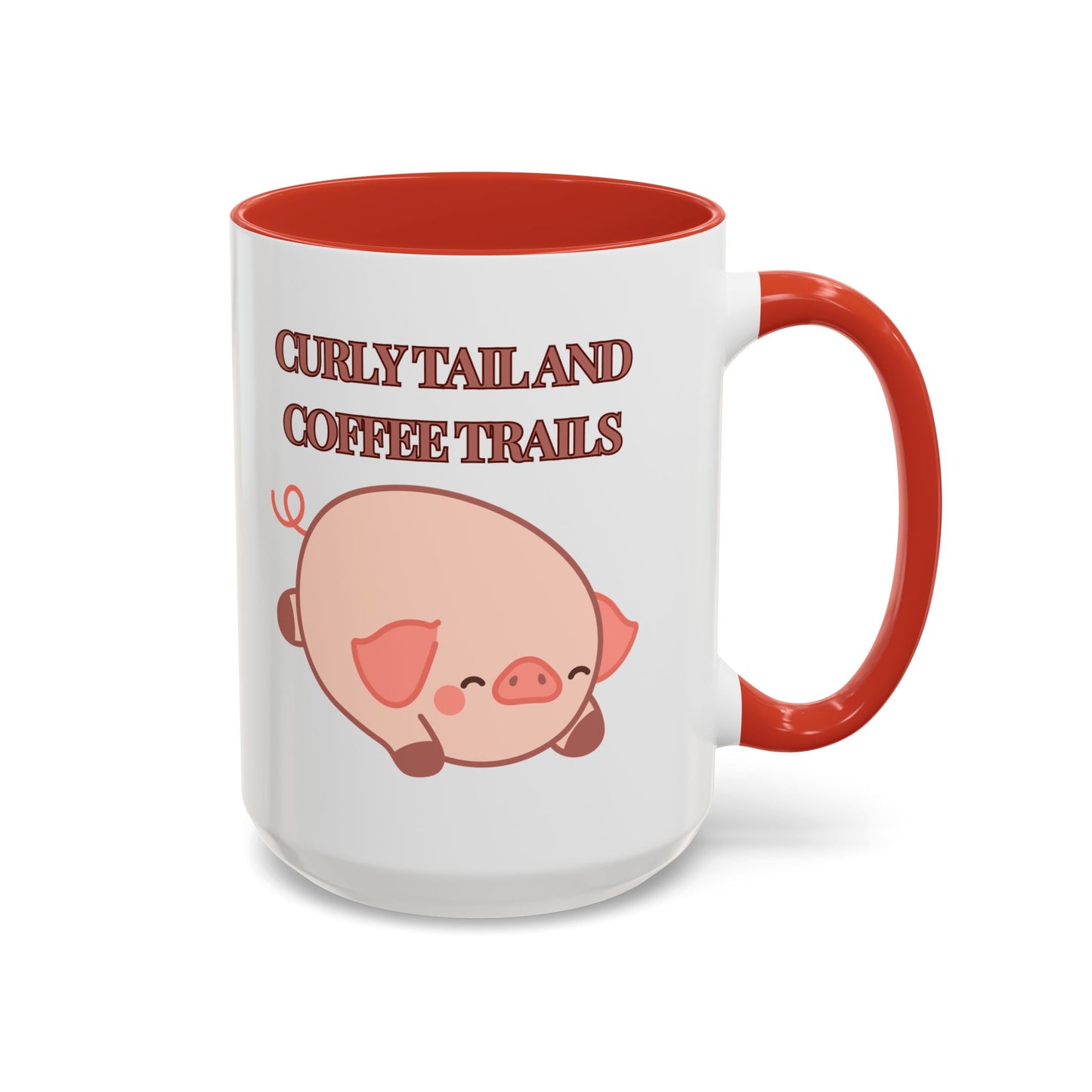 Funny Coffee Mug - "Curly Tail and Coffee Trails" | Whimsical Cup (11, 15oz)