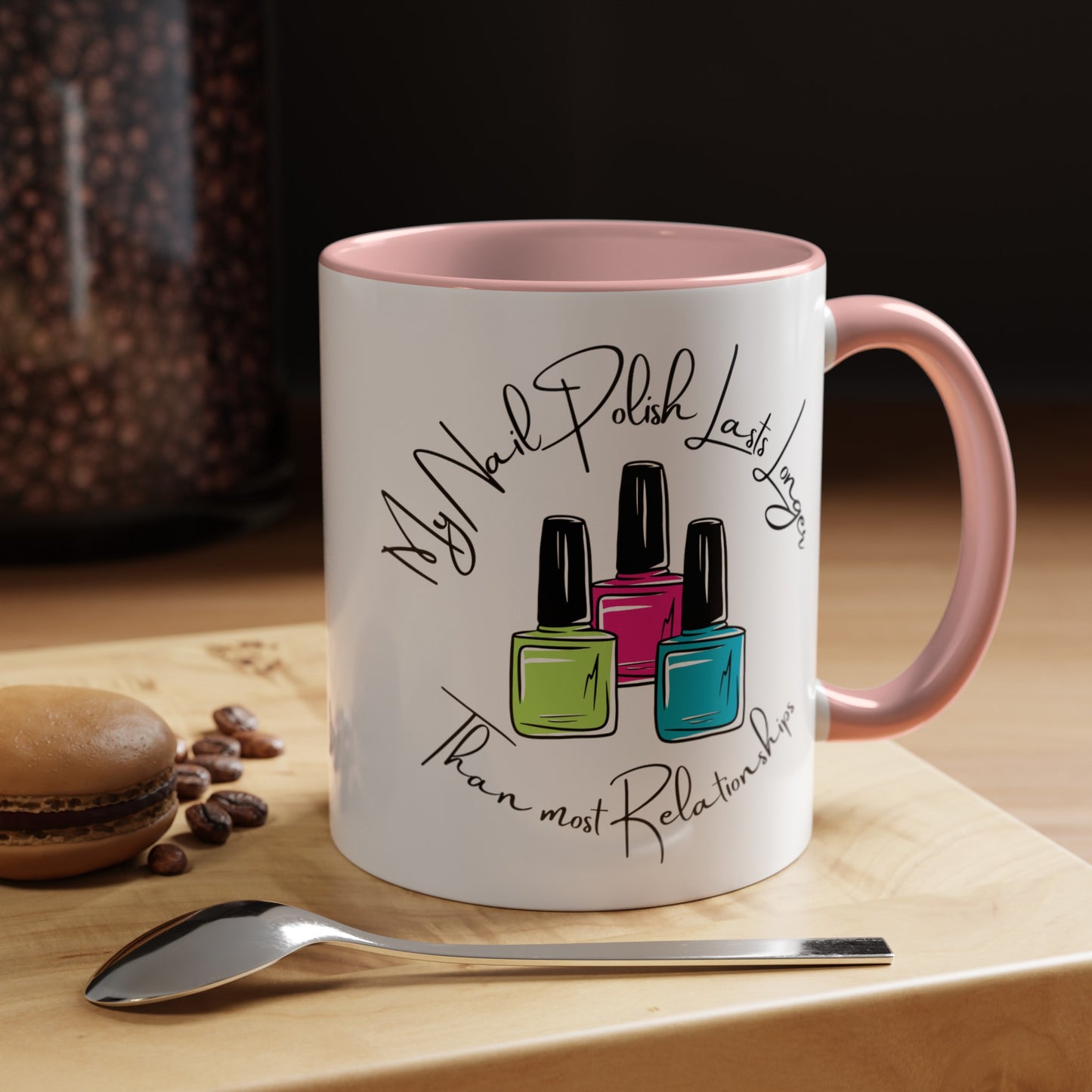 Funny Nail Polish Coffee Mug: Longer-Lasting Than Relationships (11, 15oz)