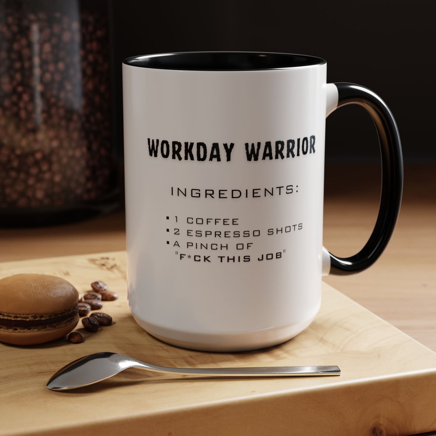 Recipe for Workday Warrior - Adult Humor Coffee Mug - Perfect Gag Gift for Office Workers (11, 15oz)