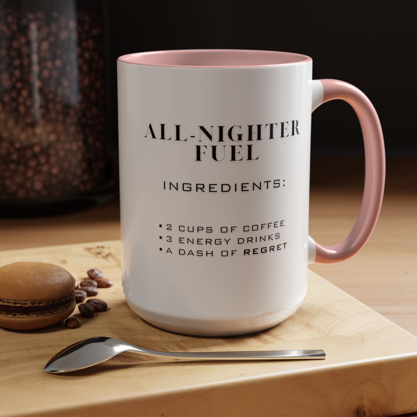 Recipe for All-Nighter Fuel - Adult Humor Coffee Mug - Perfect Gag Gift for Night Owls (11, 15oz)