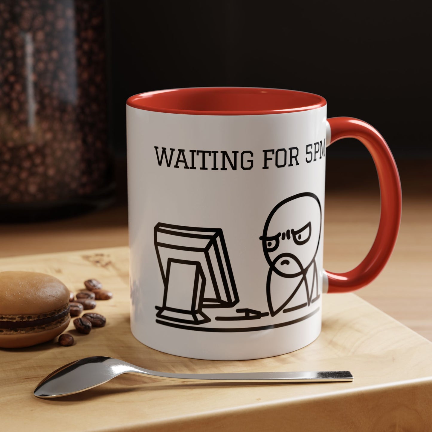 Funny Coffee Mug - "Waiting for 5pm" | Hilarious Office Cup (11, 15oz)